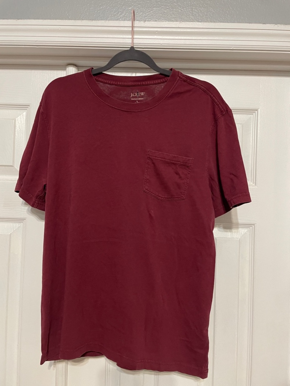 J. Crew Short Sleeve Pocket Tee in Wine